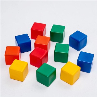 Кубики детские, пластиковые, цветные, 12 штук, 6 × 6 см
