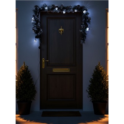 Хвойная гирлянда фиброоптическая «Заснеженная» 200 см, 8 режимов