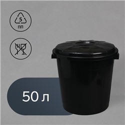 Бак хозяйственно - бытовой, 50 л, полипропилен, с крышкой, чёрный