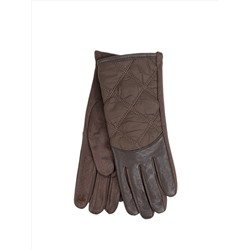 Комбинированные женские перчатки, цвет тёмно коричневый