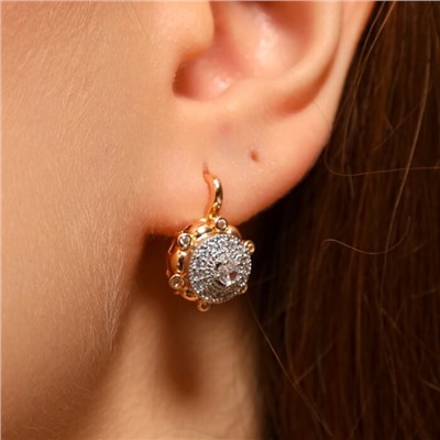 Серьги цветы ювелирная бижутерия коллекция "Дубай", покрытие позолота, вставка: фианиты, цвет: прозрачный, арт.213.562