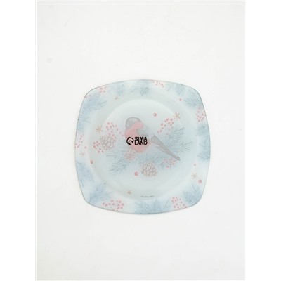 Тарелка новогодняя плоская «Снегирь», 20×20 см