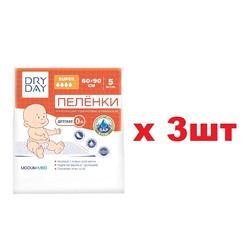 Modum Пеленки гигиенические одноразовые впитывающие Dry day детские 0+ Super 60*90см 5шт 3шт