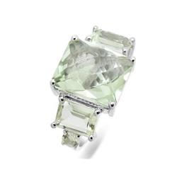 Кольцо из серебра зеленый аметист, Симпл