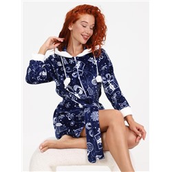 Снежок - халат снежинки синий