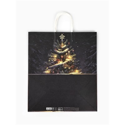 Пакет бумажный подарочный новогодний крафт «Сказочный Новый Год» 32×17.5×37 см