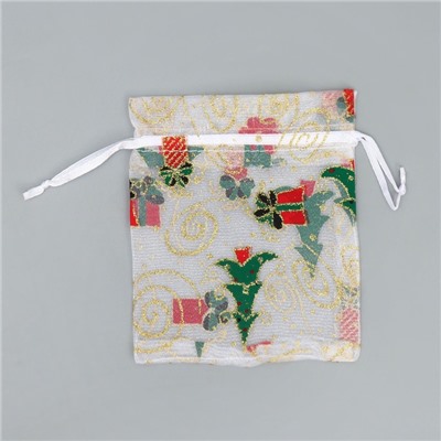 Мешочек подарочный новогодний органза «Золотые мгновения», 10×12 см ± 1.5 см