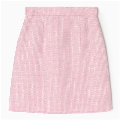 Юбка мини твидовая женская MIST, размер 48, розовая