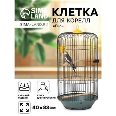 Клетка для корелл круглая «Рио», 40×83 см, микс цветов