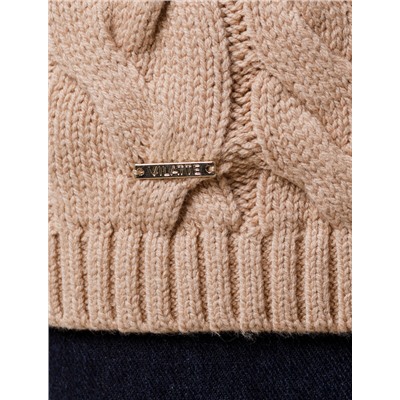 Удлиненный свитер фактурной вязки с узором косы