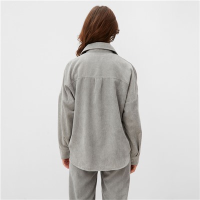 Рубашка женская MINAKU: Velvet collection, размер 52, светло-серая