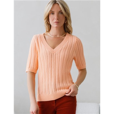 Джемпер фактурной вязки из хлопка с кашемиром