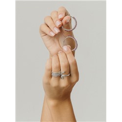 Серьги из серебра с натуральным гранатом родированные 925 пробы 14500GRRH