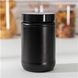 Банка стеклянная для сыпучих продуктов «Любовь на кухне», 660 мл, цвет чёрный