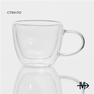 Кружка с двойными стенками Magistro «Дуо», 160 мл, 9×6.5 см, стекло, прозрачная