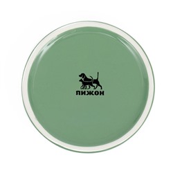 Миска керамическая на подставке 450 мл 13×5 см, серо-зелёная