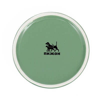 Миска керамическая на подставке 450 мл 13×5 см, серо-зелёная