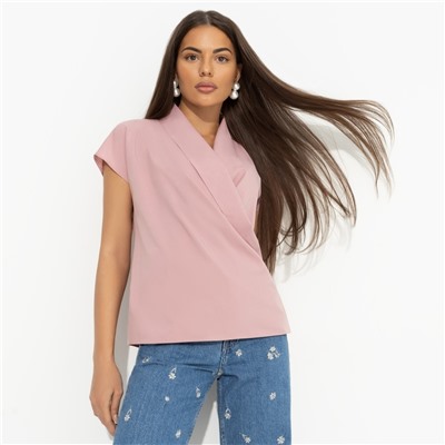 Блуза с драпировкой на запах, На пике изящества (розовая)