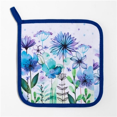 Набор кухонный «Blue flowers» варежка-прихватка 20×28 см, прихватка 19×19 см,100% хл
