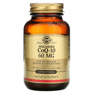 Solgar, Коэнзим Q10 с мегасорбом, 60 мг, 120 мягких таблеток
