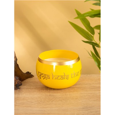 Свеча в чаше Yoga heal the soul жёлтая, соевый воск 200 гр 8,5х7 см