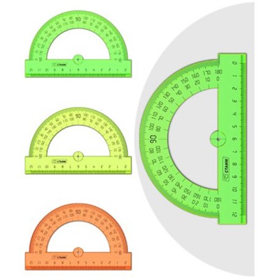 Транспортир 180 градусов 12 см "Неон.Кристалл/Neon Crystal" ассорти ТР34 Стамм