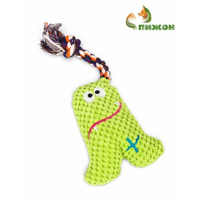 Мягкая игрушка для собак «Монстрик с канатом», 23 см, с пищалкой, зелёная