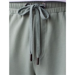 Брюки прямые на резинке из футера двухнитки с эластаном с затяжкой по низу