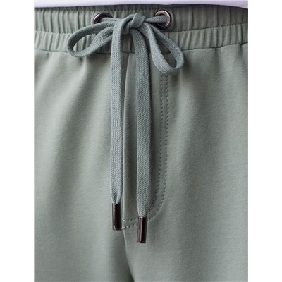 Брюки прямые на резинке из футера двухнитки с эластаном с затяжкой по низу