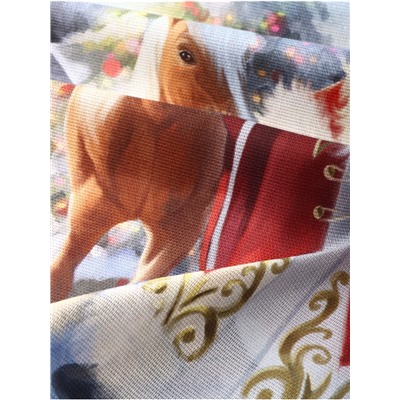 Набор кухонных полотенец «Доляна. Лошадь и Дед Мороз»: 35×60 см-2 шт., 100% хлопок, рогожка, 160 г/м²