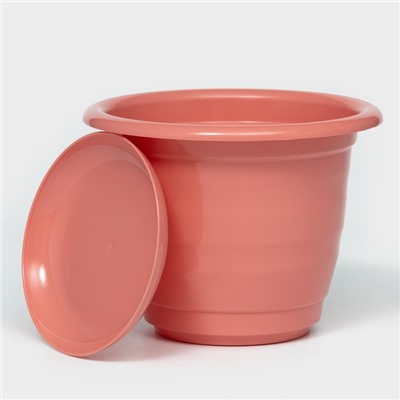 Горшок для цветов с поддоном Доляна «Арена», 2 л, пластиковый цвет коралловый