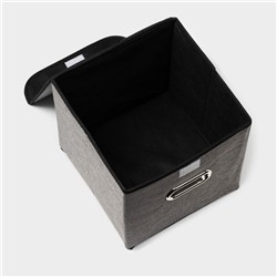 Короб стеллажный для хранения с крышкой «Офис», 25×25×25 см, цвет серый