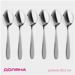 Набор ложек столовых Доляна «Симпли», длина 20.5 см, 6 шт., нержавеющая сталь, серебристый