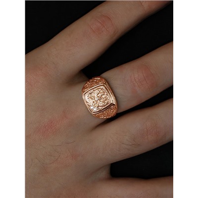 Печатка мужская из золочёного серебра с фианитами Герб 925 пробы 1-123з