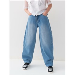 Брюки текстильные джинсовые для девочек