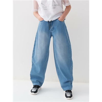 Брюки текстильные джинсовые для девочек