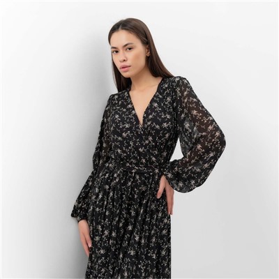 Платье женское с поясом MIST миди, размер 42, чёрный