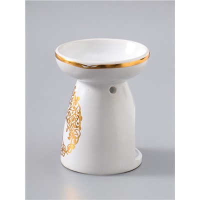 УЦЕНКА Аромалампа керамика "Древо жизни" белая с золотом 9,3х9,3х11,8 см