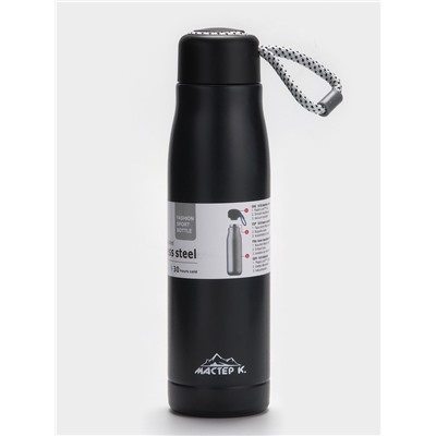 Термос Traveller «Мастер К.», 600 мл, для чая, кофе, сохраняет тепло 10 ч, 26×7 см, черный