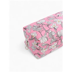 Косметичка на молнии женская, с рисунком, с рисунком, пастельно-розовая