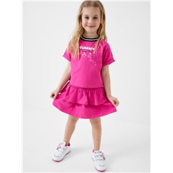 Комплект трикотажный для девочек: джемпер (футболка), юбка-шорты