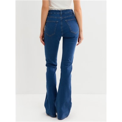 Джинсы женские клёш со стрелкой MINAKU: Jeans Collection, размер 40, синие