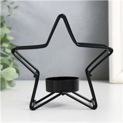 Подсвечник на 1 свечу «Звезда», металл, d=3.8 см, чёрный, 12×5×11.8 см
