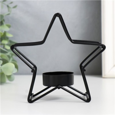 Подсвечник на 1 свечу «Звезда», металл, d=3.8 см, чёрный, 12×5×11.8 см