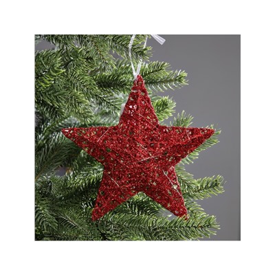 Подвеска световая «Звезда красная», 20×20×5 см, 10 LED, от батареек AG13×3, свечение тёплое белое