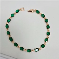 Браслет на руку ювелирная бижутерия коллекция "Дубай", вставка: фианиты, цвет: изумрудный, арт.414.078