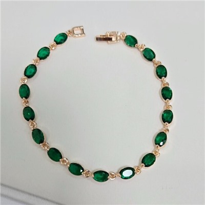 Браслет на руку ювелирная бижутерия коллекция "Дубай", вставка: фианиты, цвет: изумрудный, арт.414.078