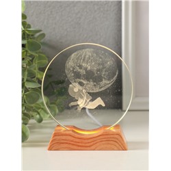 Световая фигурка стекло «Диск. Голограмма: Открытый космос», 5×LED, d=10 см, USB, 10×4×11.4 см