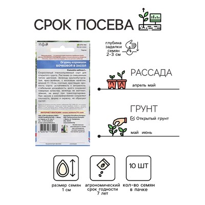 Семена Огурец "Бочковой в Засол - корнишон", 10 шт