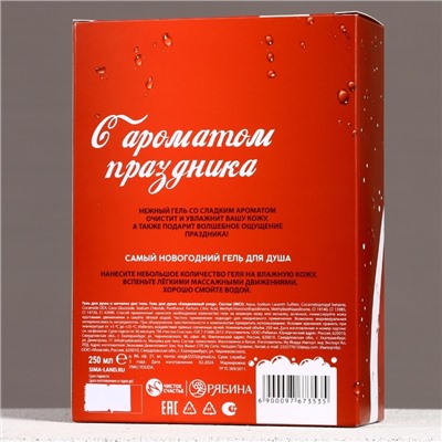 Новогодний подарочный набор косметики «Счастья в Новом году», гель для душа 250 мл и мочалка для тела, Чистое счастье